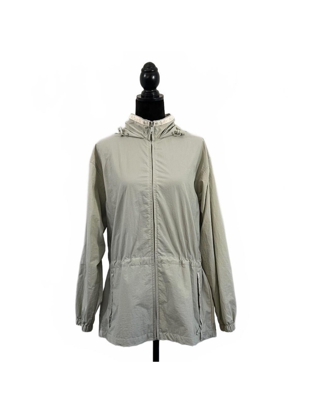 Vintage Green Embroidered Detail Hooded Anorak Windbreaker Jacket